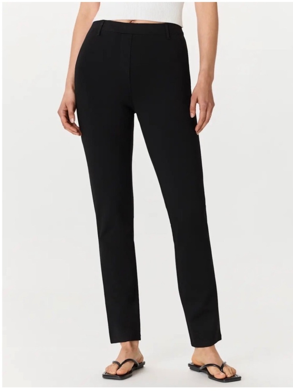 Quince Black ultra stretch ponte straight leg 4 pocket pant womens M petite